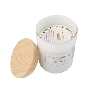 เทียนหอมกลิ่นธรรมชาติจากถั่วเหลืองในขวดแก้วสีดำพร้อมฝาไม้แบบขายส่ง, เทียนหอมในขวดแก้วสีขาวขนาดใหญ่จากขี้ผึ้งถั่วเหลืองสำหรับสปาและบ้าน - Product Image 5