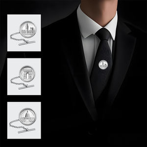 Personalizado Europa EE. UU. Landmark Moneda <span class=keywords><strong>Gemelos</strong></span> Tie Bars Clips Tachuelas Set Plata Vintage Hombres Formal Tela Accesorios Fábrica al por mayor - Product Image 5
