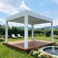 Pergola motorisée de luxe en alliage d'aluminium gris 3*4 avec télécommande, toit à lamelles, imperméable, finition thermolaquée pour jardin