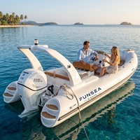 Bateau semi-rigide de luxe 5,8 m (19 pieds) en Hypalon PVC et fibre de verre, moteur Suzuki 115 CV, console centrale, bateau pneumatique rigide, bateau d'appoint sportif noir