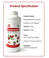 Liquide Oral Détoxifiant Foie et Reins pour Poulets, Canards, Porcs, Bovins, Ovins – Soin Réparateur Foie et Reins – Supplément Vétérinaire