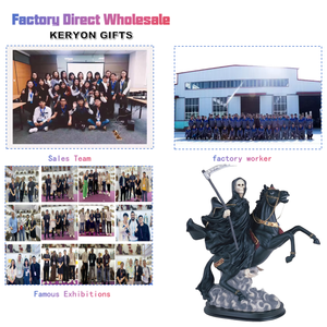 Custom saint of sante morte statua di Halloween resina triste mietitore figurina Santa Muerte cavalcando statua di cavallo nero - Product Image 6