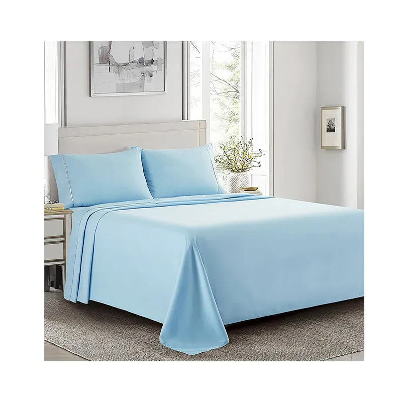 Sábana de cama plana de algodón 100%, alta calidad, 5 estrellas, personalizada, proveedor de China, estilo Simple, 4 Uds.