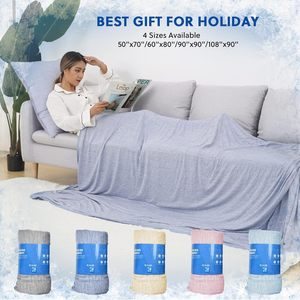 Chăn làm mát nhẹ, thoáng khí, hai mặt, dành cho người hay nóng, làm mát nâng cao, dệt kim 100% <span class=keywords><strong>polyester</strong></span>, dùng cho giường/ghế sofa - Product Image 2