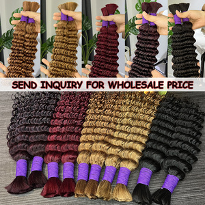 Boho Braid Afro Kinky Ướt Và Lượn Sóng Số Lượng Lớn Tóc Con Người Cho Bện Không Có Sợi Ngang Sâu Sóng Số Lượng Lớn Tóc Con Người Bện Bó Phần Mở Rộng Tóc - Product Image 3