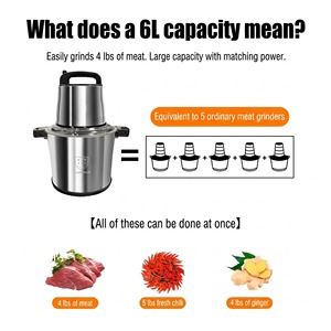 1000W 6L Hachoirs À Viande Électrique <span class=keywords><strong>Hachoir</strong></span> <span class=keywords><strong>Hachoir</strong></span> 4 Lames Auto Food Mixer Blender Cuisine Cuisson Machine En Acier Inoxydable Argent - Product Image 3