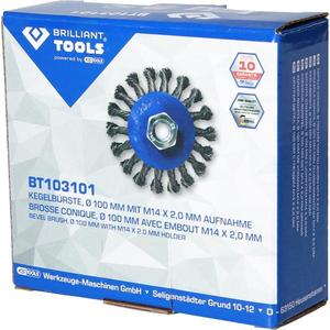 BRILLIANT <b>TOOLS</b> - BT103101 Bevel brush, ø 100 mm with M14 x 2.0 mm holder - EAN 4042146868591 <b>ABRASIVES</b> - Product Image 4