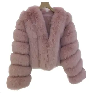 2023 Fashion Winter High Quality Real LeatherJacket Women Genuine Fox Fur Long Collar Coat