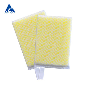 Amigo Diamond Pattern <b>Yellow</b> <b>Sponge</b> Pad Rectangle Kitchen Cleaning Non-Scratch Dishcloth 2 Pack - Product Image 3