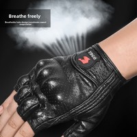 Guantes de Ciclismo de Verano Unisex para Adultos, Medios Dedos, de Cuero, Compatibles con Pantalla Táctil, Altamente Transpirables, para Motociclismo, China