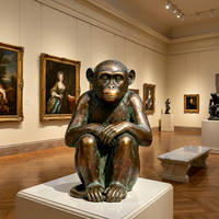 Sculpture d'éléphant en bronze sur mesure – Pose de réflexion inspirée de Rodin – Technique de moulage entièrement adaptée pour les cadeaux d'anniversaire et de la Fête Nationale
