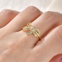 Bague de mariage pour femme, style Hip Hop, sertie de zircons ronds, motif floral géométrique, nœud papillon, vente en gros