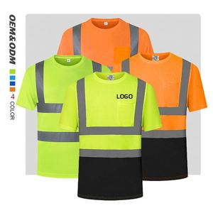 Camiseta de Trabajo Reflectante para Hombre con Bloques de Color de Alta Visibilidad, Impresión de Logotipo Personalizada, Camisetas de Seguridad Laboral Reflectantes para Hombre - Product Image 1