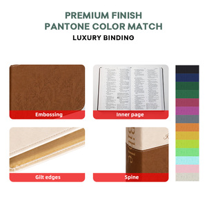 <span class=keywords><strong>Bible</strong></span> grand format à couverture souple en cuir PU, avec bordure dorée, pour cadeau d'église, service d'impression personnalisé en gros OEM - Product Image 2