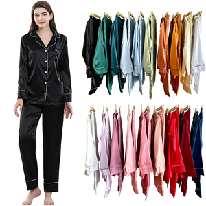 Conjunto de Pijama de Seda de Alta Calidad para Mujer, Manga Larga, Cintura Elástica, Color Rojo Satinado, 2 Piezas, Suave, para Fiesta Nupcial o Navidad - Product Image 6