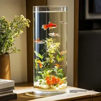 Bol à poisson rouge en acrylique ultra-clair Fish Tank Forme cylindrique Petit plastique anti-chute pour salon Bureau