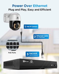 GWSECU Cctv <span class=keywords><strong>Ptz</strong></span> <span class=keywords><strong>Camera</strong></span> System 8 Channel PoE NVR Kit Pan Tilt Zoom Audio bidireccional Full Color <span class=keywords><strong>PTZ</strong></span> Rotación Cámaras de vigilancia - Product Image 2