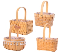 Panier de rangement multifonctionnel en bois naturel tressé à la main, design varié, pour fleurs et emballages cadeaux - Vente en gros