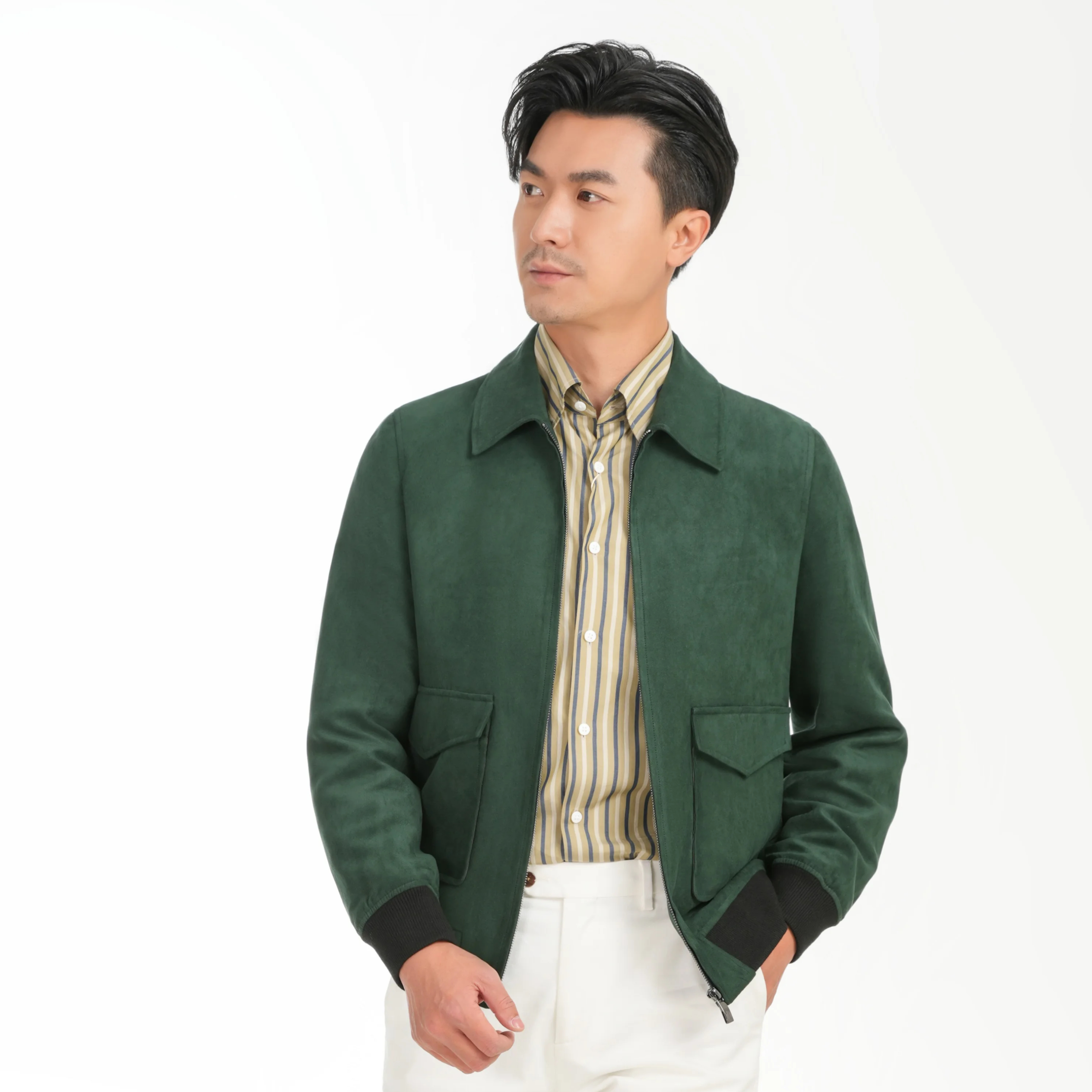 2023 Bosha Men's Casual Jacket with Turn-Down Collar Zipper Closure Dyed Woven Fabric ODM Supply for Spring Season