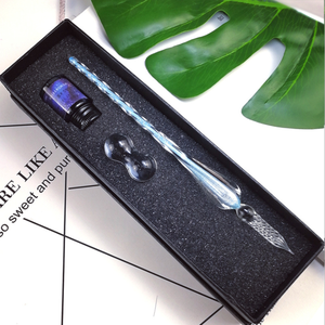 Stylo à plume en verre arc-en-ciel fait à la main, stylo de calligraphie pour signature, pour l'écriture, pour les étudiants et les finances, ensemble emballé - Product Image 2