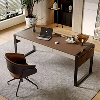 Bureau d'ordinateur haut de gamme en cuir de selle, style chinois, moderne et simple, pour la maison, le bureau ou le salon