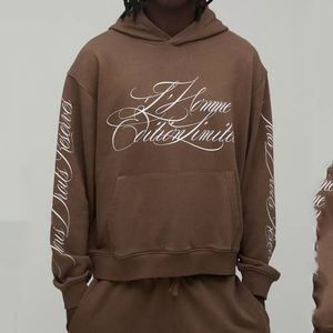 Ensemble de survêtement vintage personnalisé pour homme, sweat-shirt et pantalon de survêtement marron à calligraphie - Product Image 3