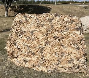 Voile d'ombrage RAYEE Filet de Camouflage Beige, câble en acier renforcé, 5x5 mètres, matériau en nylon, service de découpe - Product Image 3