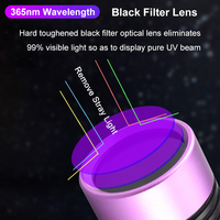 365nm UV-Taschenlampe USB-C Wiederaufladbare Schwarzlicht-Taschenlampe mit Filterlinse für Haustier-Urin, Mineralien und Banknoten-Fluoreszenzprüfung