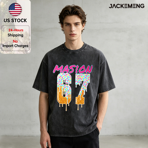 T-shirt Oversize in Cotone Lavato con Stampa Citazione a Tema Moderno, Stile Retrò Streetwear Casual, Magazzino USA, Vendita all'Ingrosso - Product Image 1