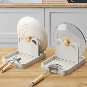 Foldable Kitchen Pot Lid <b>Rack</b> Utensil Holder Countertop Organizer Spoon Spatula Storage Stand - Product Image 2