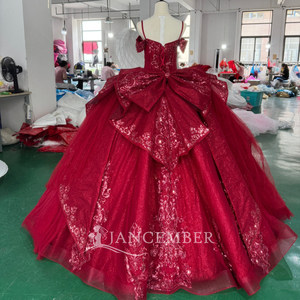 Robes de soirée pour femmes XS314 Vintage Rouge Décolleté Bardot Paillettes Perles Baleines - Product Image 2