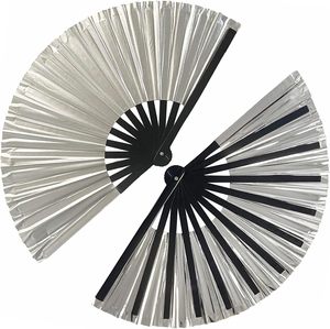 2025热卖个性化竹色彩虹色扇子大聚氯乙烯手扇子舞会扇子 - Product Image 1