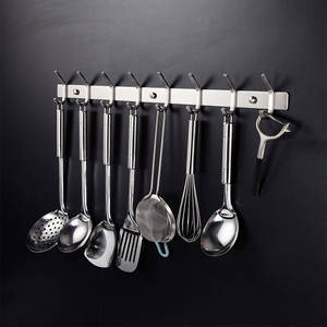 Estante <span class=keywords><strong>de</strong></span> almacenamiento montado en la pared <span class=keywords><strong>de</strong></span> acero inoxidable 304 con 8 ganchos, organizador <span class=keywords><strong>de</strong></span> suministros <span class=keywords><strong>de</strong></span> cocina, colgador <span class=keywords><strong>de</strong></span> abrigos <span class=keywords><strong>para</strong></span> <span class=keywords><strong>entrada</strong></span>, requiere perforación - Product Image 1