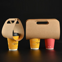 Support de tasse à café et boissons chaudes/froides en papier biodégradable et écologique avec séparateur et poignée pour 1 ou 2 gobelets