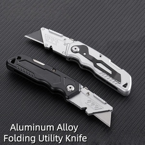 Coltello Multiuso Portatile in Lega di Alluminio con Lama in Acciaio al Carbonio, Design Compatto Pieghevole con Pulsante di Cambio, per Campeggio, Escursionismo e Riparazioni Quotidiane - Product Image 2