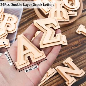 Hot Sale New Design Unfinished Blank Paintable 0.19 Inch Thickness Double Layer <b>Wooden</b> Greek <b>Letters</b> - Product Image 2