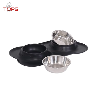 Grosir mangkuk tempat makan anjing unik antiselip, mangkuk anjing baja tahan karat dengan alas silikon untuk hewan peliharaan dalam dan luar ruangan - Product Image 2