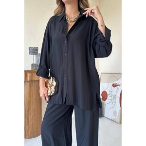 Conjunto de Camisa Negra y Pantalones Anchos Estilo Alice para Mujer al por Mayor - Product Image 1