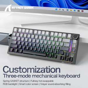 Clavier sans fil RGB 3-en-1 Attack <span class=keywords><strong>Shark</strong></span> X820Ultra avec écran, Bluetooth à commutation à chaud, clavier mécanique pour joueurs - Product Image 4