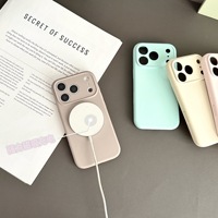 Coque de téléphone portable en silicone liquide magnétique intégrée pour iPhone 16 15 17 18 Pro Max, couleur bonbon, antichoc, coque arrière