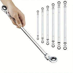 Extra Long Ratchet Ring <strong>Spanner</strong> <strong>Set</strong> Combination Wrench <strong>Set</strong> Metric Double Box-end Ratcheting Wrench <strong>Set</strong> - Product Image 2