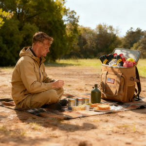 حقيبة ظهر تجارية قابلة للتخصيص للنزهات، حقيبة كبيرة معزولة لتوصيل الطعام مع فاصل مخصص للأدوات وجيوب للمشروبات - Product Image 5