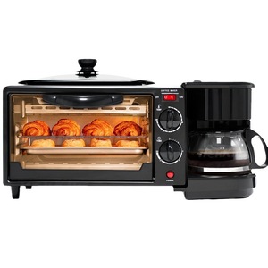 Máquina de desayuno eléctrica compacta 3 en 1, sartén portátil de acero inoxidable para horno tostador de café para dormitorios, cocinas pequeñas - Product Image 1