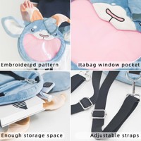 Sac à bandoulière personnalisé en forme de loup en fourrure avec fenêtre transparente pour affichage de badges, idéal pour les événements d'anime, kawaii et cosplay