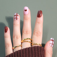 Faux ongles personnalisés coréens en plastique recyclé, faux ongles courts et carrés, fournisseur d'ongles artificiels à la mode, non toxiques et durables