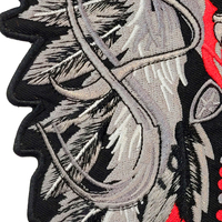 Patch brodé thermocollant grande taille, motif Crâne de chef indien MC, pour motards, vestes et gilets