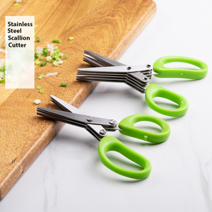 Ciseaux de cuisine en acier inoxydable à cinq lames pour oignon vert, légumes, herbes aromatiques et vanille, pour hacher et déchiqueter - Product Image 5