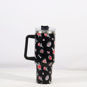 K123 Valentine's Women Gift Heart <b>Tumbler</b> <b>40oz</b> Outdoor Travel Stainless Steel Vacuum Insulated Car Cup Coffee Mugs <b>Handle</b> Custom - Product Image 2