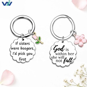Portachiavi Personalizzato in Acciaio Inossidabile con Ciondolo a Fiore di Ciliegio, Accessorio Moda, Regalo di Compleanno per Sorella e Amiche - Product Image 1