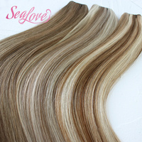 Extensiones de Cabello Invisibles de Doble Trama con Color Balayage, Cabello Humano 100% Natural Liso, para Salón de Belleza